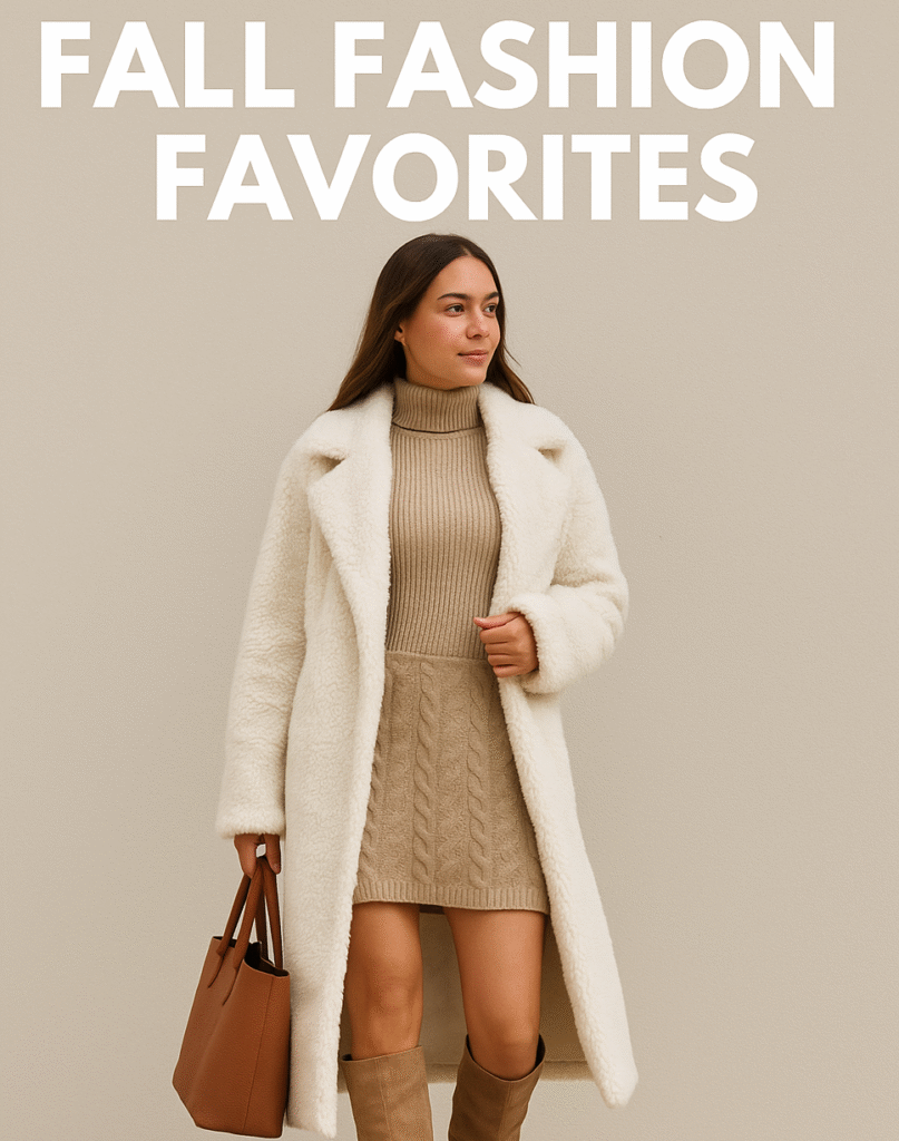 Affordable fall fashion outfit with cozy sweaters, boots, and chic seasonal style