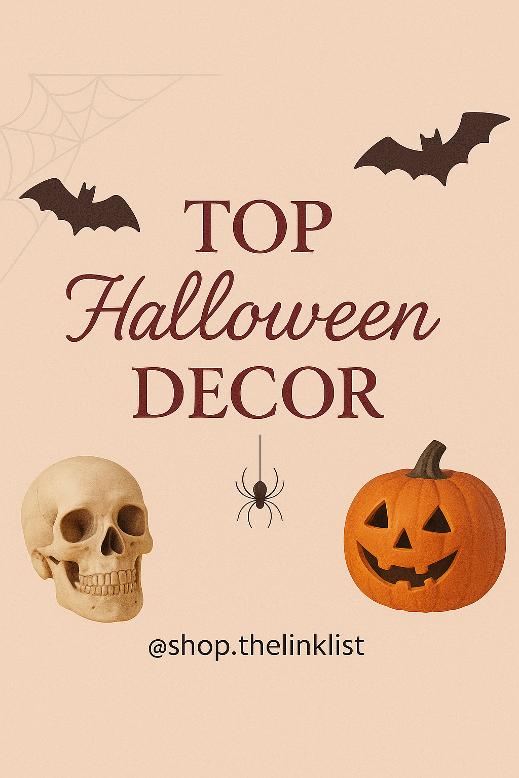 Home Top Halloween decor with pumpkins, skull, and seasonal accents from Amazon